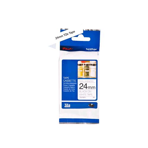 BROTHER NASTRO 24MM NON LAMINATO 8 MT NERO BIANCO