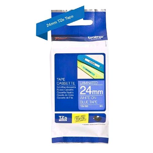 BROTHER TZE555C NASTRO LAMINATO PER ETICHETTATURA 24MM BIANCO BLU