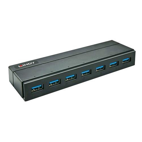 LINDY HUB 7 PORTE USB 3.0 CON SISTEMA DI RICARICA BLACK