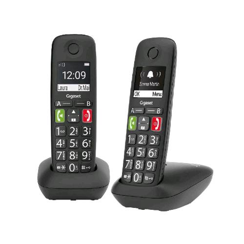 GIGASET E290 DUO TELEFONO CORDLESS SENIOR DUE PORTATILI CON SUONERIE FORTI NUMER