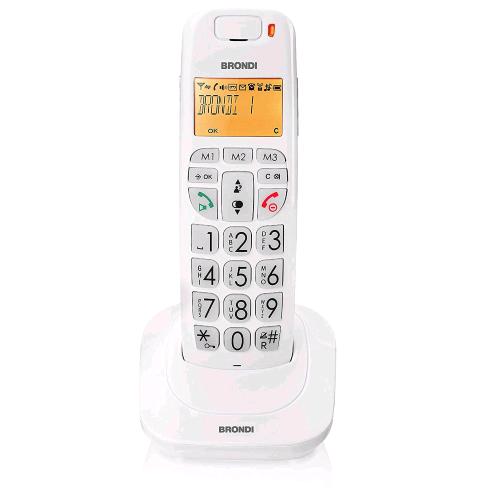 BRONDI BRAVO BRIGHT CORDLESS DECT CON VIVAVOCE VOLUME AMPLIFICATO 3 TASTI CHIAMA