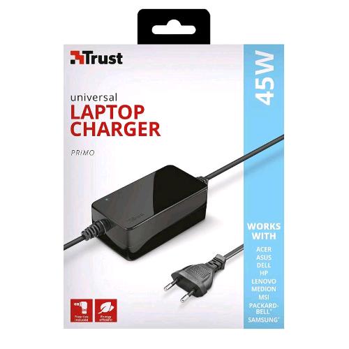 TRUST PRIMO ALIMENTATORE UNIVERSALE NOTEBOOK 19V 45W NERO