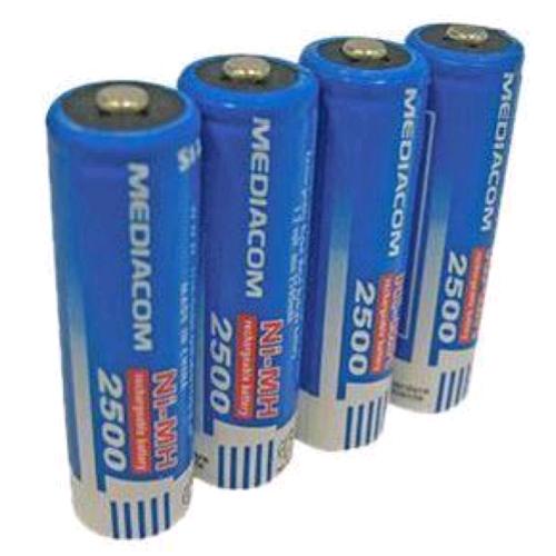 MEDIACOM BATTERIE RICARICARICABILI STILO AA 2500mAh CONF. 4 Pz.