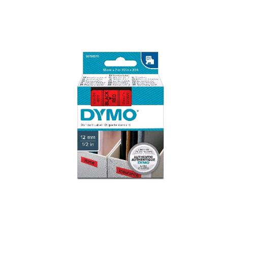 DYMO D1 NASTRO PER ETICHETTE IN POLIESTERE 12 MM X 7 MT ROSSO STAMPA NERA