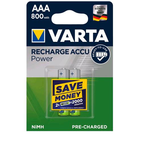 VARTA POWER MINISTILO AAA RICARICABILI 800mAh 2 Pz.