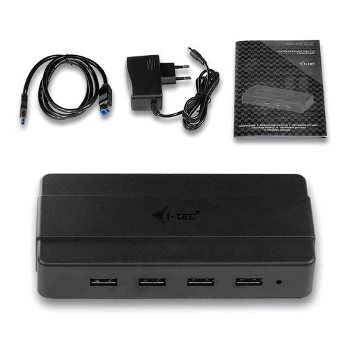 I-TEC HUB 4 PORTE USB-A 3.2 GEN1 5 Gbps CON ALIMENTATORE ESTERNO NERO