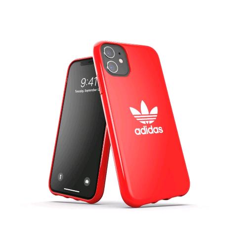 ADIDAS SNAP APPLE iPHONE 12 MINI CUSTODIA IN TPU CON LOGO A TRIFOGLIO ROSSO BIAN