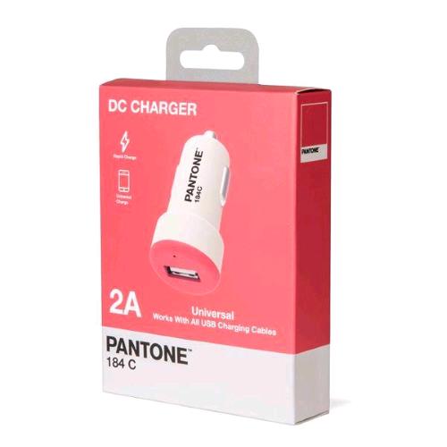 PANTONE CAR CHARGER USB CARICABATTERIE DA AUTO 12/24V OUTPUT 2.1A PINK