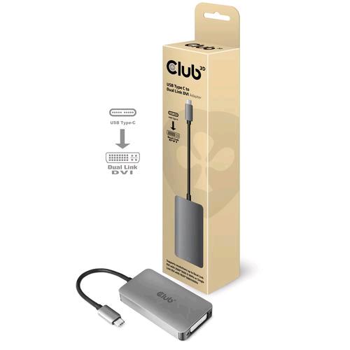 CLUB3D ADATTATORE ATTIVO USB TYPE-C A DVI DUAL LINK SUPPORTA RISOLUZIONE 4K 30HZ