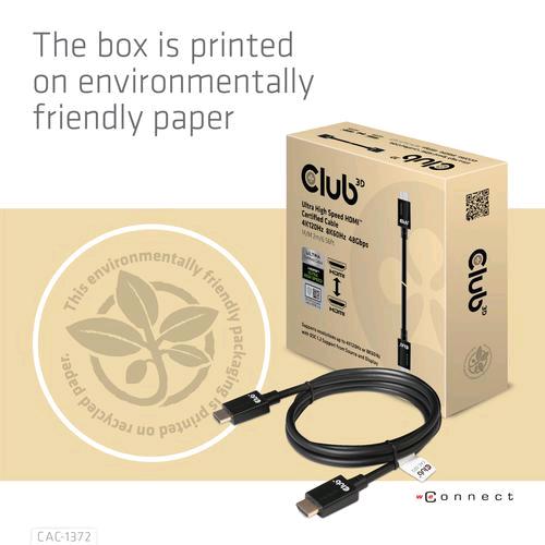 CLUB3D CAVO HDMI ULTRA HIGH SPEED 4K/120HZ 8K/60 HZ 2MT BLACKT