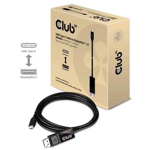 CLUB3D CAVO USB TYPE C TO DISPLAYPORT 1.4 8K 60HZ HDR 1.8MT BIDIREZIONALE BLACK