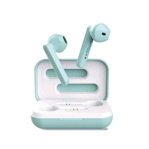 TRUST PRIMO TOUCH BT AURICOLARI BLUETOOTH CON CUSTODIA DI RICARICA VERDE ACQUA