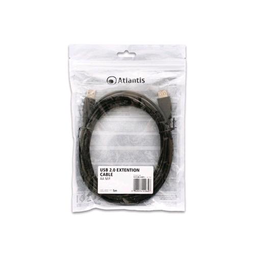 ATLANTIS CAVO PROLUNGA USB-2.0 TIPO A MASCHIO/FEMMINA 5 MT NERO