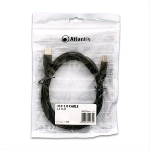 ATLANTIS CAVO USB 2.0 A/B M/M CONNETTORE TIPO A MASCHIO /CONNETTORE TIPO B MASCH