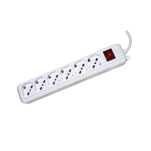 REDLINE MULTIPRESA 6 PRESE 2P+T 10/16 P40 CON INTERRUTTORE BIANCO