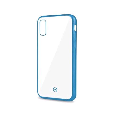 CELLY APPLE iPHONE XS MAX COVER IN TPU CON BORDI EFFETTO OPACO TRASPARENTE AZZUR