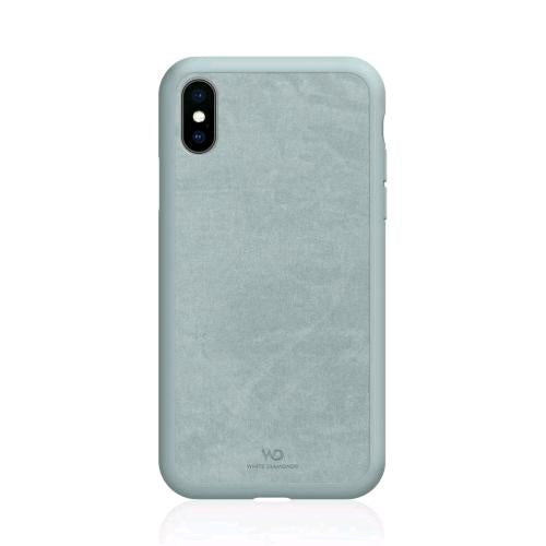 WHITE DIAMONDS APPLE iPHONE XS/X COVER IN SIMIL ALCANTARA AZZURRO
