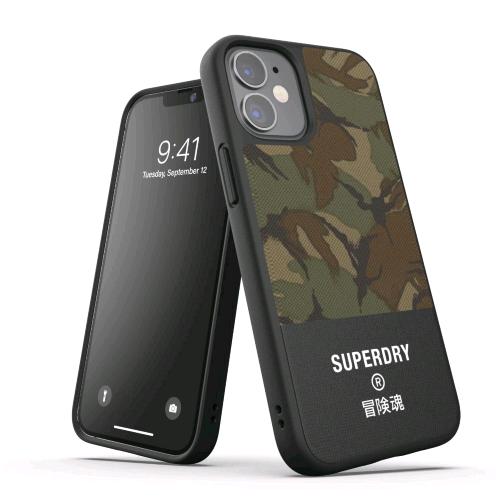 SUPERDRY APPLE iPHONE 12 MINI COVER IN TPU INTARSIATA IN TELA ANTI URTO CON LOGO