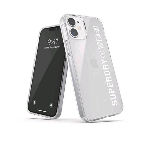SUPERDRY APPLE iPHONE 12 MINI COVER IN TPU CHIUSURA A SCATTO LOGO SUPEDRY STAMPA