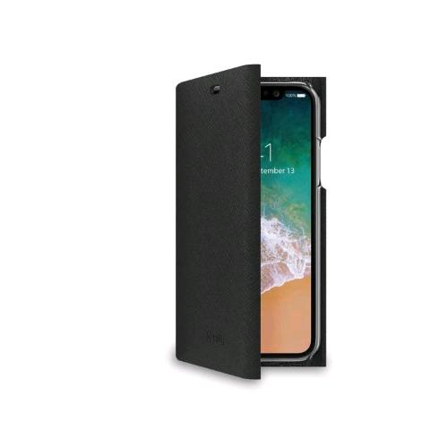 CELLY APPLE iPHONE XS/X CUSTODIA AD AGENDA CON FINITURA SAFFIANO E CHIUSURA MAGN