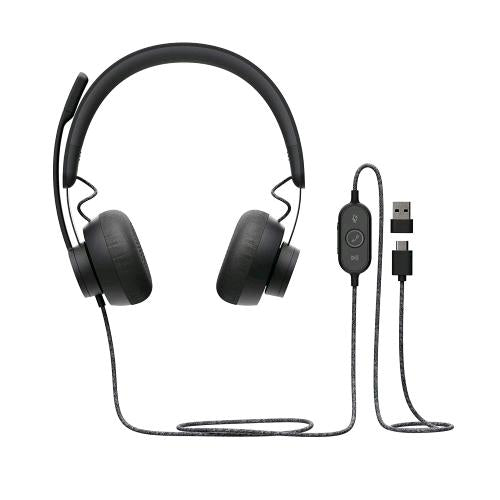 LOGITECH ZONE WIRED CUFFIE CON MICROFONO USB CERTIFICATE UC NERO