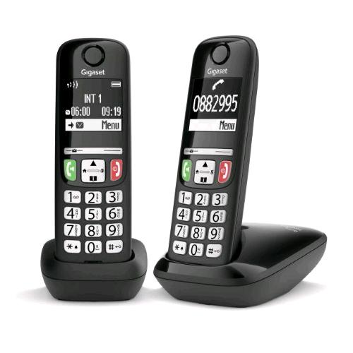 GIGASET E270 DUO CORDLESS DECT TASTI GRANDI VIVAVOCE + AGGIUNTIVO BLACK
