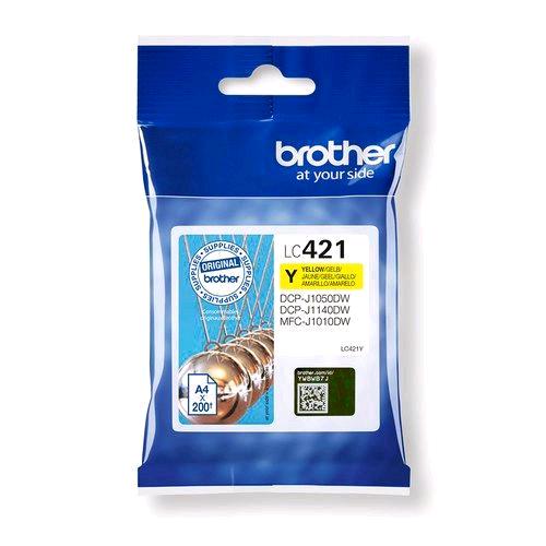 BROTHER LC421Y CARTUCCIA INK-JET GIALLO PER DCPJ1050DW MFCJ1010DWK 200 PAGINE