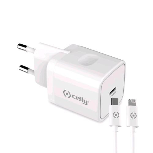 CELLY POWER DELIVERY CARICABATTERIE DA RETE 20 W CON CAVO USB-C A LIGHTNING BIAN