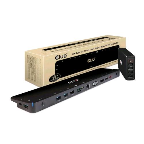 CLUB3D CSV-1564W100 DOCKING STATION DI RICARICA PD DINAMICO USB -C 3.2 CON TRIPL