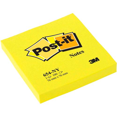 3M POST-IT NEW YORK BLOCCHETTO 100 FOGLI 76X76 mm GIALLO CONF 6 Pz.