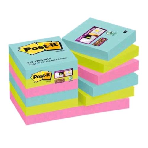 3M POST-IT SUPER STICKY COSMIC BLOCCHETTI 90 FOGLI 47.6X47.6 mm COLORI ASSORTITI