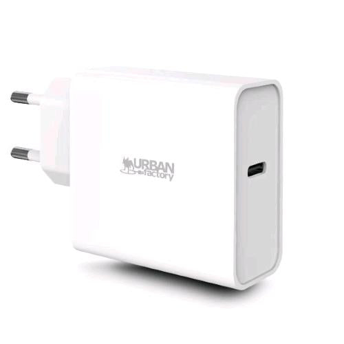 URBAN FACTORY ALIMENTATORE DA RETE POWEE USB-C CHARGE 65 WATT LACCATO BIANCO