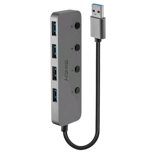 LINDY HUB 4 PORTE USB-A 3.2 GEN1 Mbit/s GRIGIO