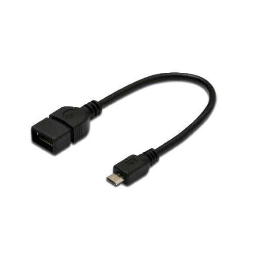 DIGITUS CAVO ADATTATORE OTG USB 2.0 FEMMINA A MICRO USB MASCHIO 0,20 MT NERO
