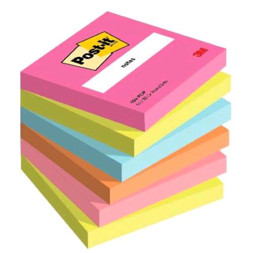 3M POST-IT- POPTIMISTIC BLOCCHETTI 100 FOGLI 76X76 mm COLORI ASSORTITI CONF 6 Pz