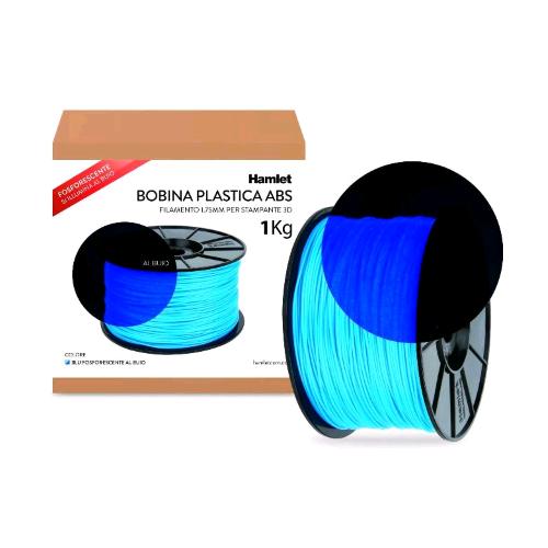 HAMLET BOBINA DI FILAMENTO PER STAMPANTI 3D 3DX100 IN ABS BLU FOSFORESCENTE AL B