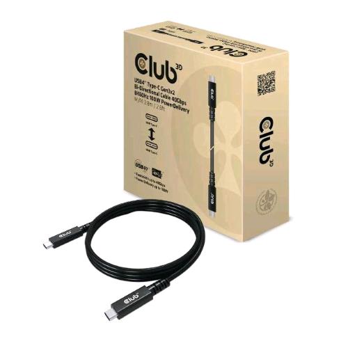 CLUB3D CAVO USB4 TYPE-C GEN 3x2 A USB TYPE-C BIDIREZIONALE 40 GBP/S 8K 60HZ 100W