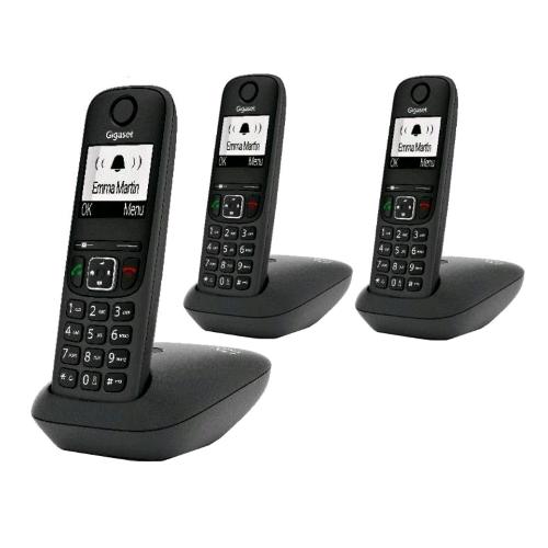 GIGASET AS490 TRIO CORDLESS DECT + 2 AGGIUNTIVI BLACK