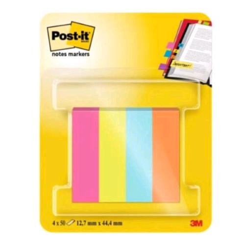 3M POST-IT SEGNAPAGINE REMOVIBILI 50 FOGLI 15X50 mm COLORI ASSORTITI CONF 4 Pz.