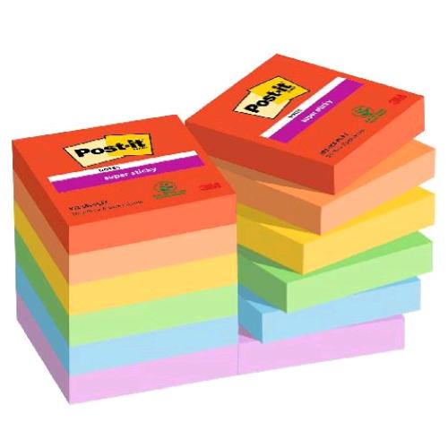 3M POST-IT SUPER STICKY PLAYFUL BLOCCHETTO 90 FOGLI 47,6X47,6 mm COLORI ASSORTIT