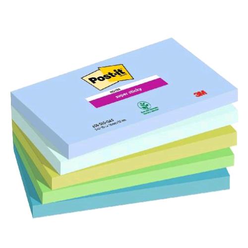 3M POST-IT SUPER STICKY OASIS BLOCHHETTO 90 FOGLI 76X127 mm COLORI ASSORTITI CON
