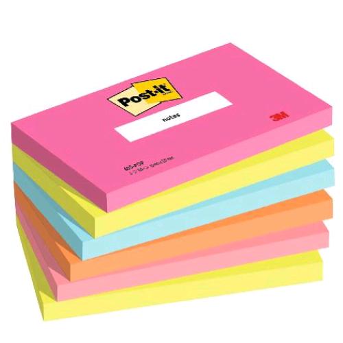 3M POST-IT POPTIMISTIC BLOCHHETTO 100 FOGLI 76X127 mm COLORI ASSORTITI CONF 6 Pz