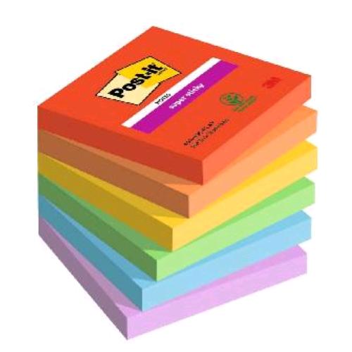 3M POST-IT SUPER STICKY PLAYFUL BLOCCHETTO 90 FOGLI 76X76 mm COLORI ASSSORTITI C