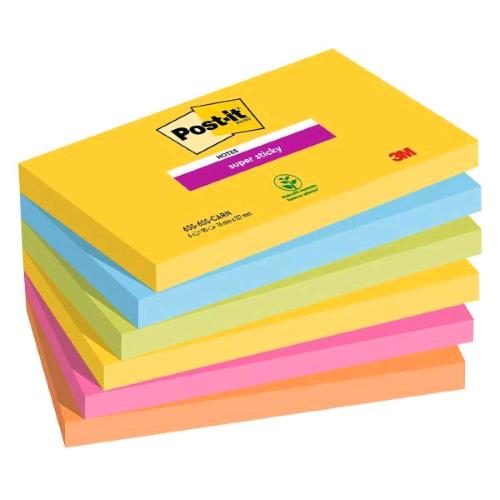 3M POST-IT SUPER STICKY CARNIVAL BLOCHETTO 76X127 mm 90 FOGLI COLORI ASSORTITI C
