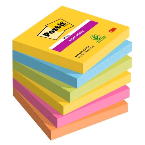 3M POST-IT SUPER STICKY CARNIVAL BLOCCHETTO 76X76 mm 90 FOGLI COLORI ASSORTITI C