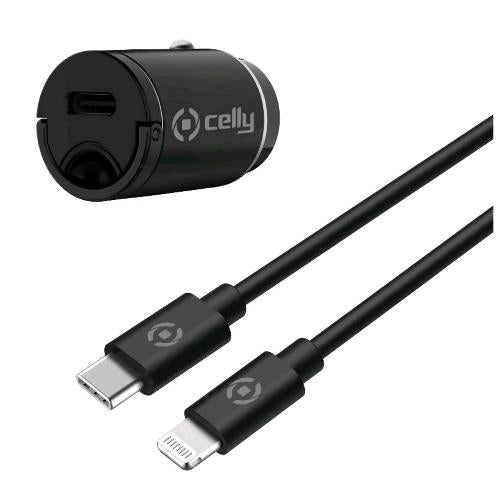 CELLY CCMINILIGHT KIT CARICABATTERIA DA AUTO USB-C CON CAVO DA USB-C A LIGHTNING