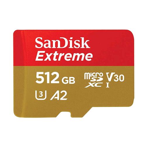 SANDISK EXTREME MICROSDXC 512GB+SD ADAPATER 190MB/S 130MB/S A2 C10 ORO ROSSO