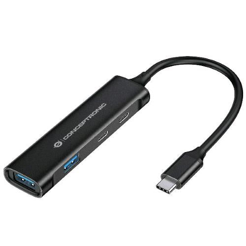 CONCEPTRONIC HUB 4-PORTE USB 3.0 - 2x USB-C + 2x USB-A IN ALLUMINIO NERO
