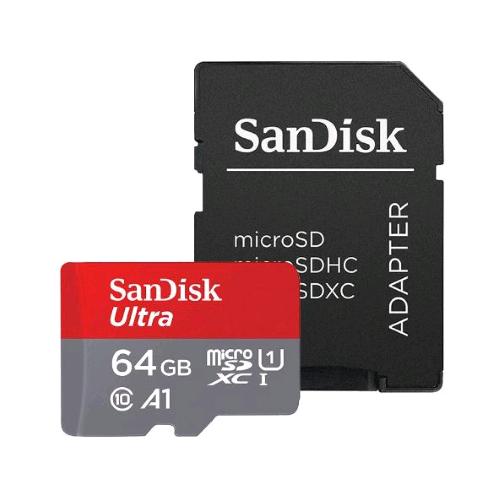 SANDISK ULTRA MICRO SDXC 64GB CLASSE 10 U1 A1 UHS-I CON ADATTATORE ROSSO GRIGIO