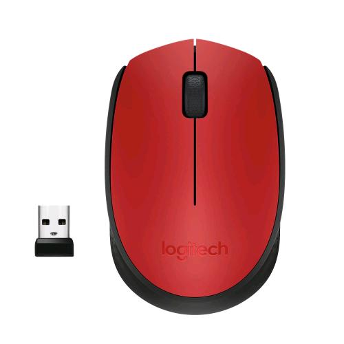 LOGITECH M171 MOUSE OTTICO WIRELESS RF 2.4GHz AMBIDESTRO 3 PULSANTI ROSSO/NERO